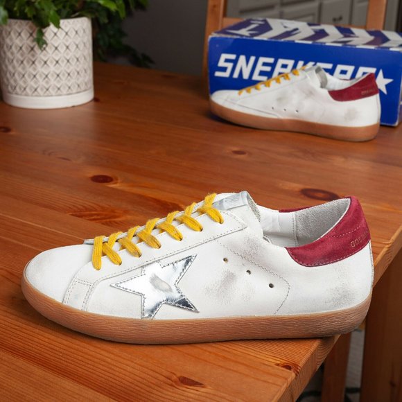 Golden Goose Sneakers Distressed White Crack Silver Superstar - Size 40 - Picture 4 of 11